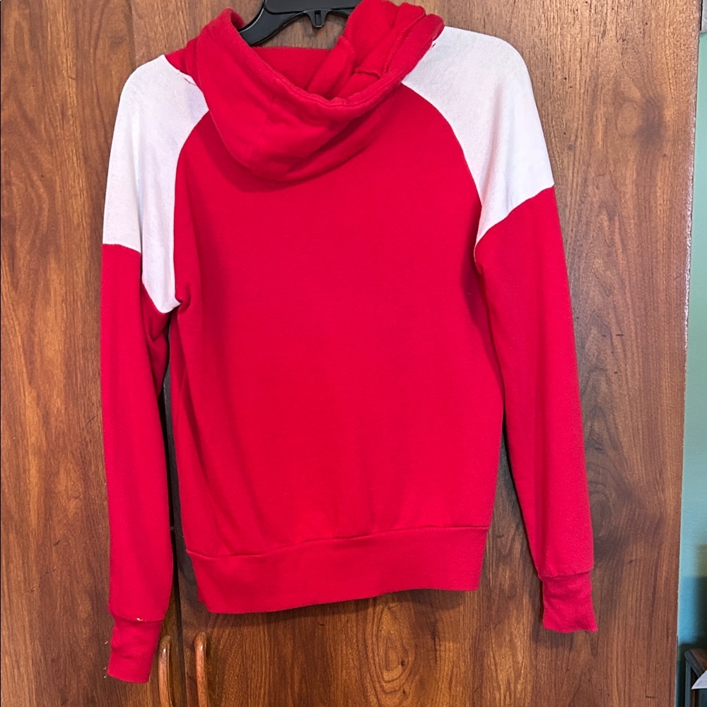 Colosseum Red Hoodie with appliqué Bucky badger Mascot Design - Picture 3 of 4